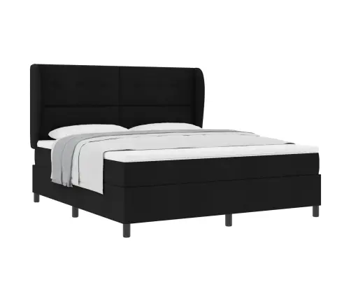 Kastītes Atsperu Gulta Ar Matraci Melna 180 X 200 Cm Audums Vidaxl