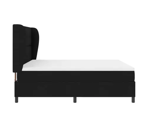 Kastītes Atsperu Gulta Ar Matraci Melna 180 X 200 Cm Audums Vidaxl