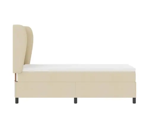 Kastītes Atsperu Gulta Ar Matraci Krēmkrāsa 80 X 200 Cm Audums Vidaxl