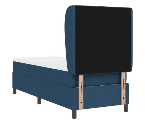 Kastītes Atsperu Gulta Ar Matraci Zila 80 X 200 Cm Audums Vidaxl