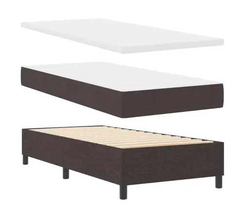 Kastītes Atsperu Gulta Tumši Brūna 90 X 190 Cm Audums Vidaxl