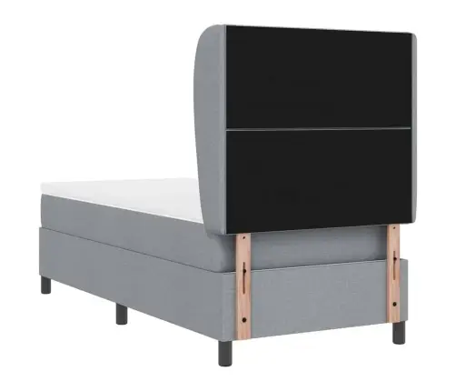 Box Spring Gulta Ar Matraci - Gaiši Pelēks, 90X200 Cm, Audums Vidaxl