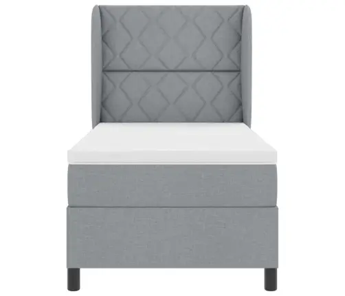 Box Spring Gulta Ar Matraci - Gaiši Pelēks, 90X200 Cm, Audums Vidaxl