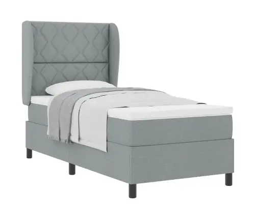 Box Spring Gulta Ar Matraci - Gaiši Pelēks, 90X200 Cm, Audums Vidaxl