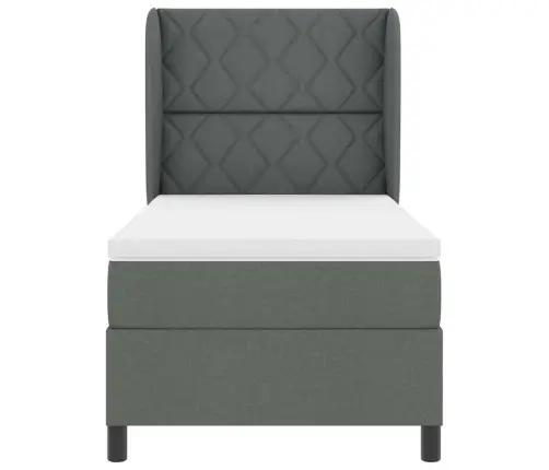 Box Spring Gulta Ar Matraci Tumši Pelēkā Krāsā - 100 X 200 Cm Vidaxl