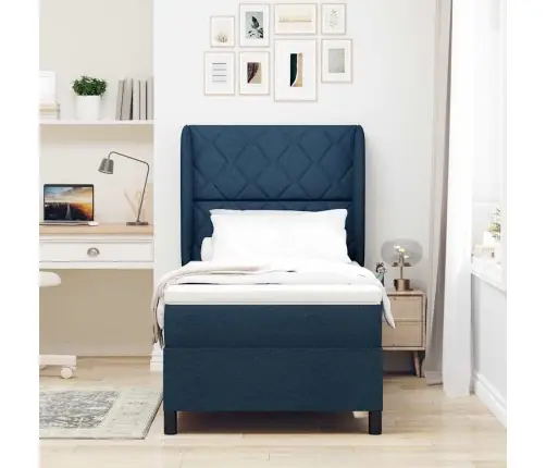 Box Spring Gulta Ar Matraci, Zila, 100 X 200 Cm, Audums Vidaxl