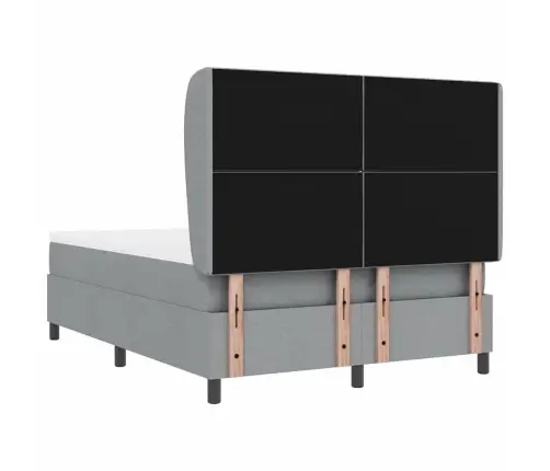 Box Spring Gulta Ar Matraci - Gaiši Pelēks, 140X200 Cm, Audums. Vidaxl