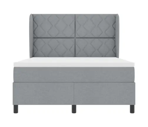 Box Spring Gulta Ar Matraci - Gaiši Pelēks, 140X200 Cm, Audums. Vidaxl