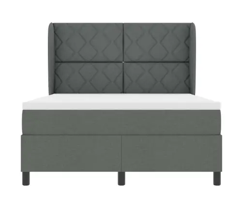 Gulta Ar Atsperēm Un Matraci Tumši Pelēkā Krāsā, 140X200 Cm Audums Vidaxl