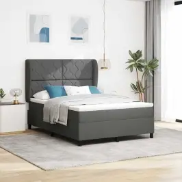 Kiemas Lova Su Čiužiniu Tamsiai Pilka 160 X 200 Cm Audinys