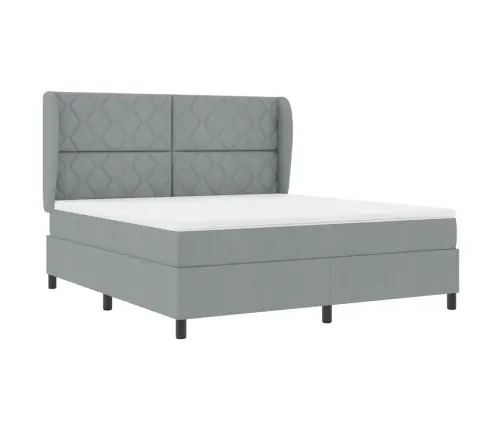 Box Spring Gulta Ar Matraci - Gaišpelēks, 180X200 Cm, Audums Vidaxl