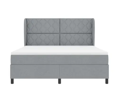 Box Spring Gulta Ar Matraci - Gaišpelēks, 180X200 Cm, Audums Vidaxl