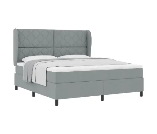Box Spring Gulta Ar Matraci - Gaišpelēks, 180X200 Cm, Audums Vidaxl