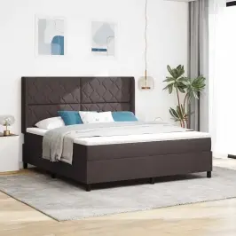 Kastītes Atsperu Gulta Tumši Brūna 180 X 200 Cm Audums Vidaxl Kastītes Atsperu Gulta Tumši Brūna 180 X 200 Cm Audums Vidaxl