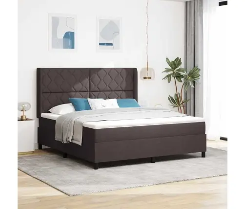 Box Spring Gulta Ar Matraci - Tumši Brūna, 180X200 Cm, Audums Vidaxl