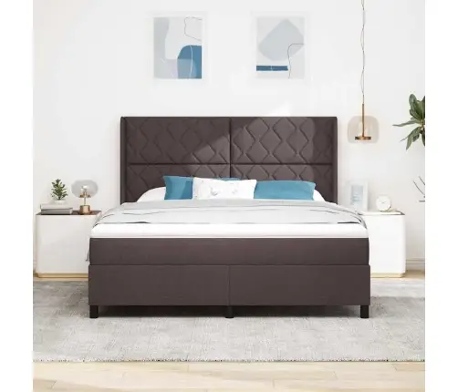 Box Spring Gulta Ar Matraci - Tumši Brūna, 180X200 Cm, Audums Vidaxl