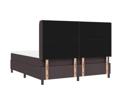 Box Spring Gulta Ar Matraci - Tumši Brūna, 180X200 Cm, Audums Vidaxl