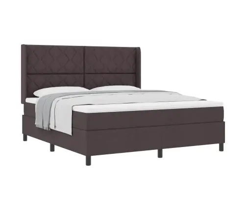 Box Spring Gulta Ar Matraci - Tumši Brūna, 180X200 Cm, Audums Vidaxl
