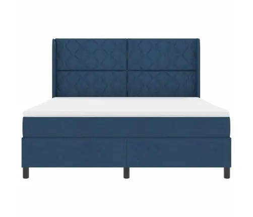 Box Spring Gulta Ar Matraci - Zila - 180X200 Cm - Audums Vidaxl