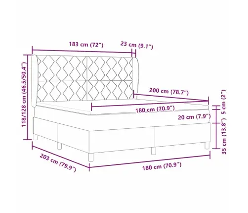 Box Spring Gulta Ar Matraci - Zila - 180X200 Cm - Audums Vidaxl