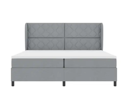 Kiemas Lova Su Čiužiniu Šviesiai Pilka 200 X 200 Cm Audinys