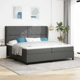 Kastītes Atsperu Gulta Tumši Pelēka 200 X 200 Cm Audums Vidaxl Kastītes Atsperu Gulta Tumši Pelēka 200 X 200 Cm Audums Vidaxl