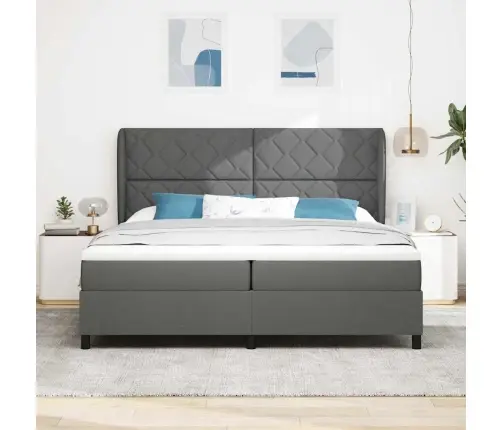 Gulta Ar Atsperēm Un Matraci, Tumši Pelēka, 200 X 200 Cm, Audums Vidaxl