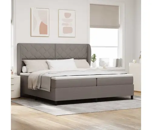 Kastītes Atsperu Gulta Pelēkbrūna 200 X 200 Cm Audums Vidaxl