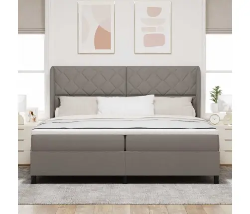 Kastītes Atsperu Gulta Pelēkbrūna 200 X 200 Cm Audums Vidaxl
