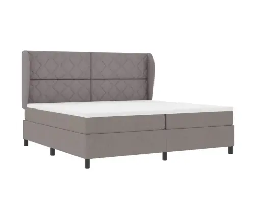 Kastītes Atsperu Gulta Pelēkbrūna 200 X 200 Cm Audums Vidaxl