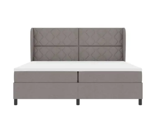 Kastītes Atsperu Gulta Pelēkbrūna 200 X 200 Cm Audums Vidaxl