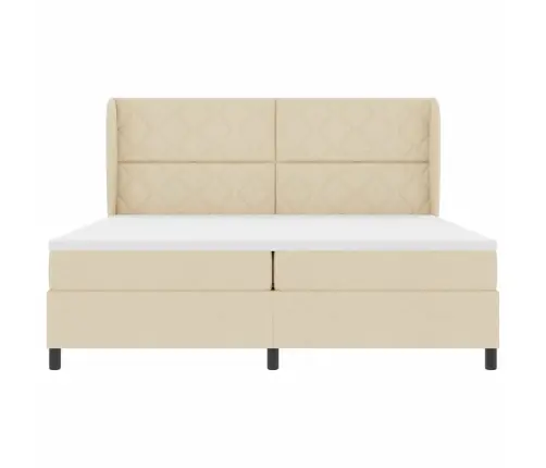 Kastītes Atsperu Gulta Ar Matraci Krēmkrāsa 200 X 200 Cm Audums Vidaxl
