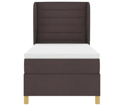 Gulta Ar Matraci Tumši Pelēks 90X190 Cm Audums Tumši Brūna Vidaxl