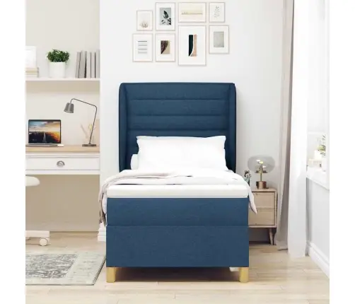 Voodi Vedrudega Ja Madratsiga Tumehall 90X190 Cm Kangas Sinine