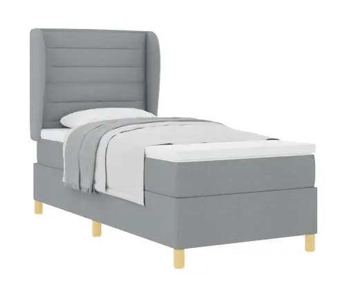 Gulta Ar Matraci Tumši Pelēks 90X190 Cm Audums Gaiši Pelēka Vidaxl