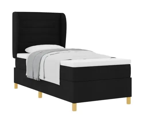 Gulta Ar Matraci Tumši Pelēks 90X190 Cm Audums Ar Matraci Melna Vidaxl