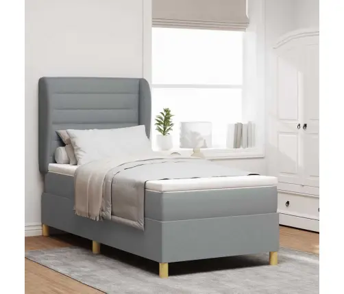 Lova Su Spyruokliniu Čiužiniu Tamsiai Pilkos Spalvos 90X190 Cm