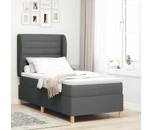 Gulta Ar Matraci Tumši Pelēks 90X190 Cm Audums Tumši Pelēka Vidaxl