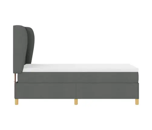 Gulta Ar Matraci Tumši Pelēks 90X190 Cm Audums Tumši Pelēka Vidaxl