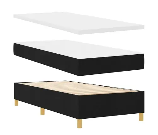 Gultas Ritentiņš Ar Matrači Melnā Krāsā 100X200 Cm Audums Vidaxl Gultas Ritentiņš Ar Matrači Melnā Krāsā 100X200 Cm Audums Vidaxl