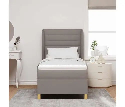 Gulta Ar Matraci Tumši Pelēks 90X190 Cm Audums Pelēkbrūna Vidaxl