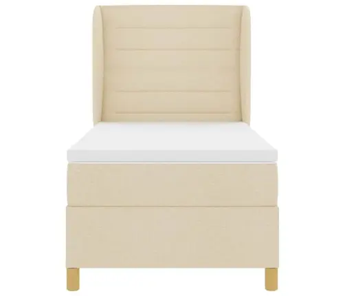 Box Spring Gulta Ar Matraču Krēmkrāsā, 100X200 Cm, Audums Vidaxl