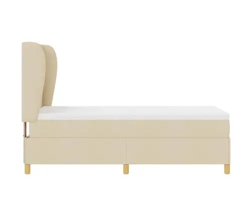 Box Spring Gulta Ar Matraču Krēmkrāsā, 100X200 Cm, Audums Vidaxl