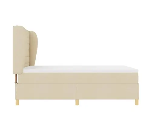 Voodi Vedrudega Ja Madratsiga Tumehall 90X190 Cm Kangas Cream