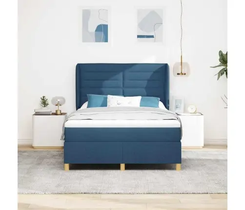 Voodi Vedrudega Ja Madratsiga Tumehall 90X190 Cm Kangas Sinine