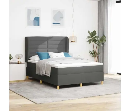 Voodi Vedrudega Ja Madratsiga Tumehall 90X190 Cm Kangas Kangas