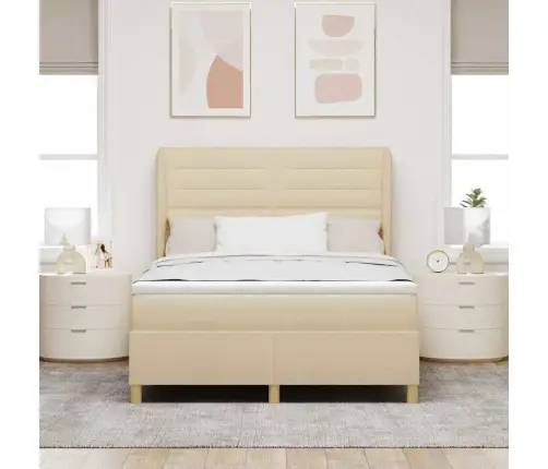 Voodi Vedrudega Ja Madratsiga Tumehall 90X190 Cm Kangas Cream