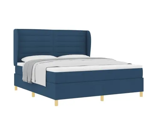 Gulta Ar Matraci Tumši Pelēks 90X190 Cm Audums Zila Audums Vidaxl