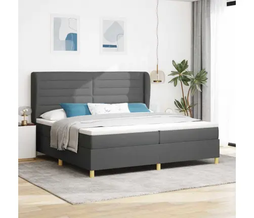 Gulta Ar Matraci Tumši Pelēks 90X190 Cm Audums Tumši Pelēka Vidaxl