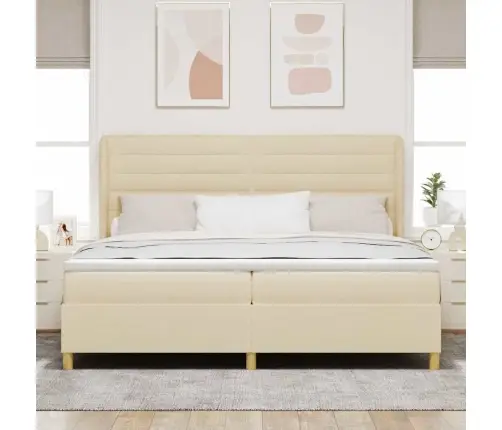 Gulta Ar Matraci Tumši Pelēks 90X190 Cm Audums Krēmkrāsa Audums Vidaxl